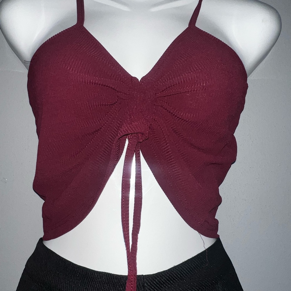 Ruched front camisole with drawstring.